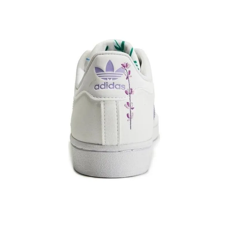 Adidas Originals Anti Slip Wear Resistant Low Top Kids' Skateboarding Shoes White Purple Teenagers-3