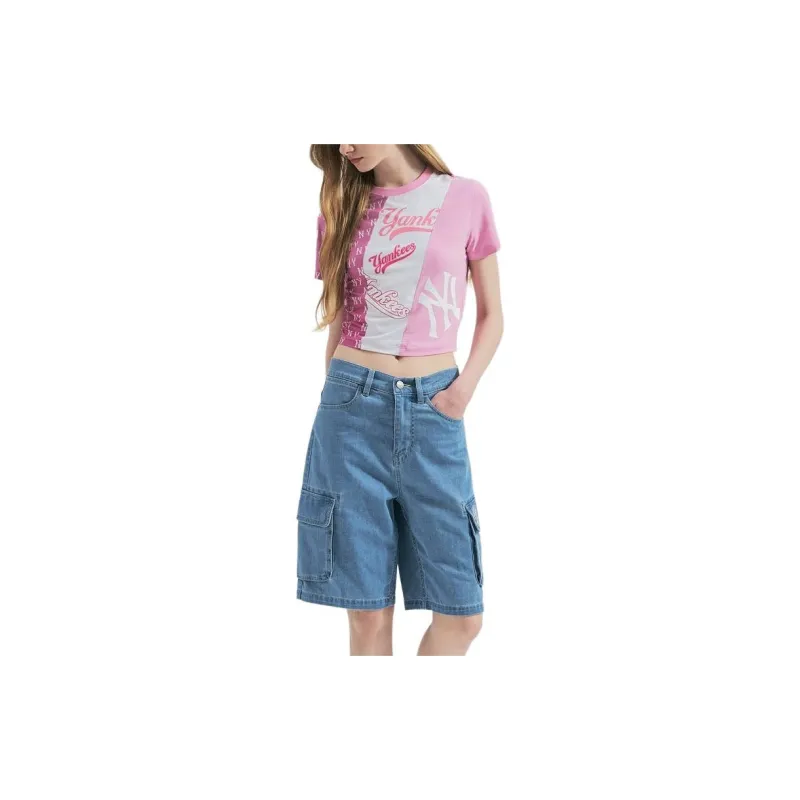 MLB New York Yankees Regular T Shirt Women's Pink-3