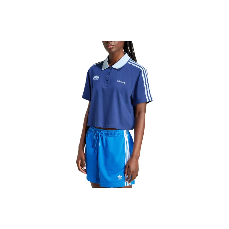 Adidas LOOSE CROP Polo Shirt Women's Dark Blue-1