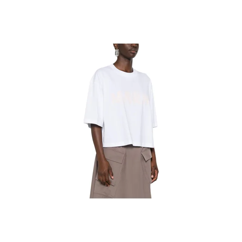MARNI Logo Printed Crewneck Cropped T-Shirt-3