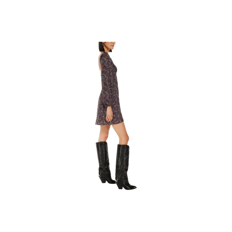 ARITZIA Wilfred Novella Dress Long-Sleeved Dresses Women's Black Wine Red/Black Base Burgundy-3