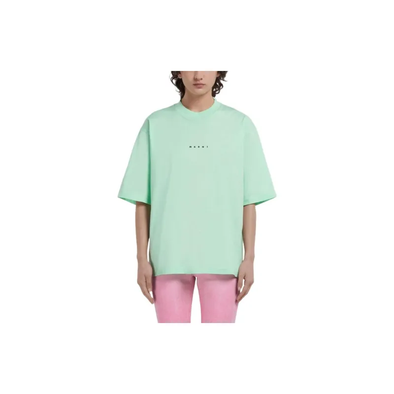 MARNI SS23 Drop Shoulder Sleeve T Shirt Women's Green-1