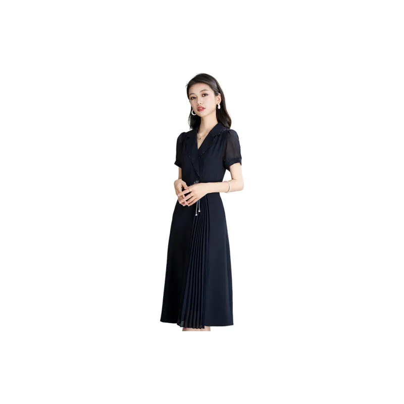 Mylan Short Sleeved Dress Women's Navy Blue-1