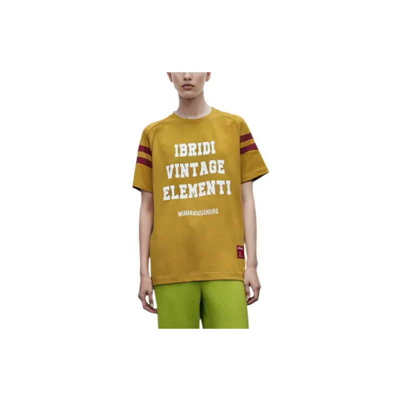 FILA x MIHARA YASUHIRO MIHARA YASUHIRO Collaboration Collection Raglan Sleeve T Shirt Women's Oil Soluble Yellow-3