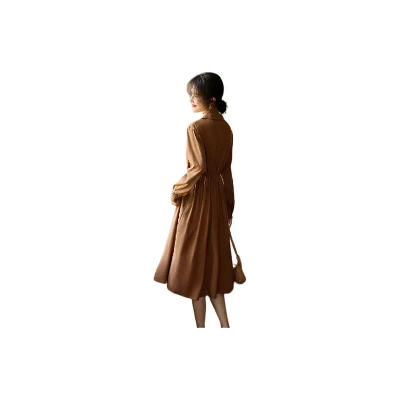 XWI Long Sleeved Dresses Women's Coffee-1
