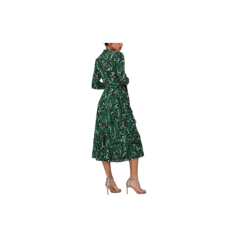 DVF Tash All-Over Patterned V-Neck Dress-5