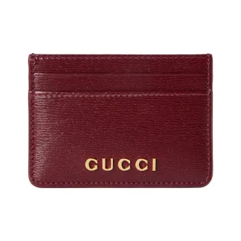 GUCCI Leather Card Holder Women's Red