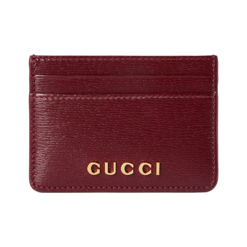 GUCCI Leather Card Holder Women's Red-0