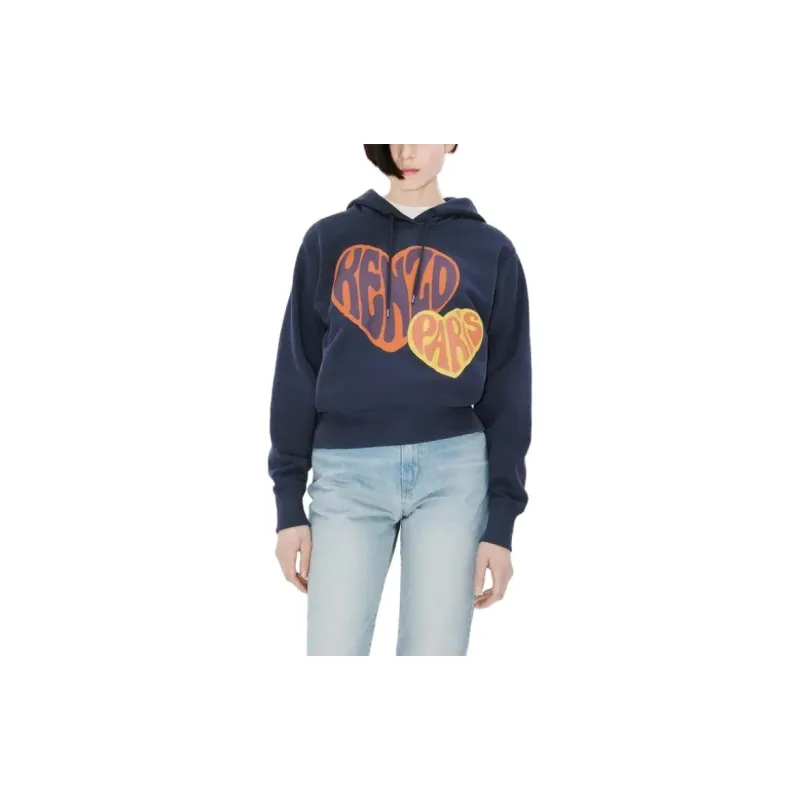 KENZO Logo Printed Drawstring Hoodie-3