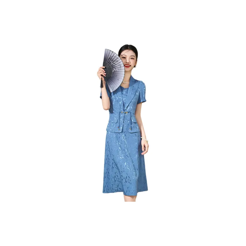 Mylan Two Piece Skirt Sets Women's Blue-1