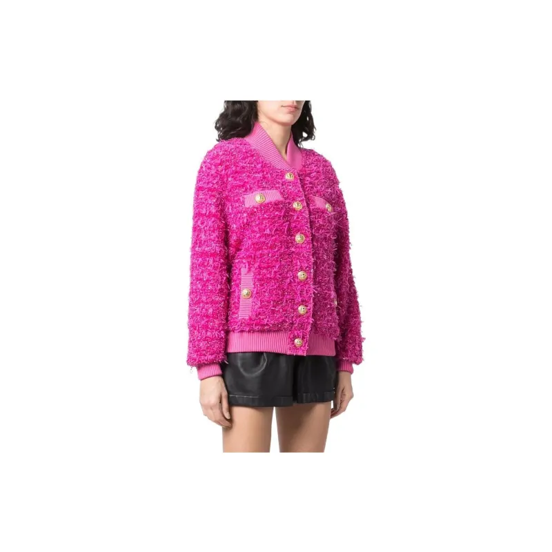 BALMAIN X Barbie Tweed Bomber Jacket Pink-3
