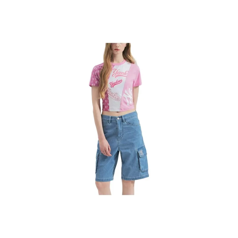 MLB New York Yankees Regular T Shirt Women's Pink-4