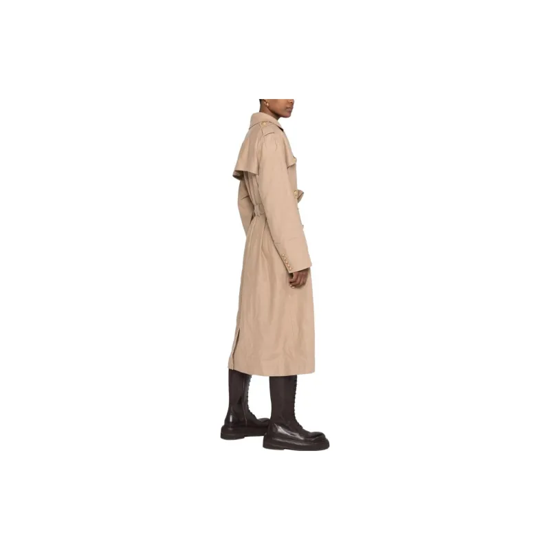 BALMAIN Trench Coats Women's Sandy Beige-3