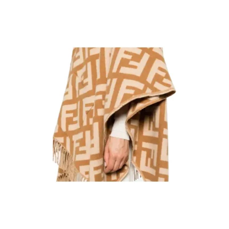 FENDI Jacquard Cashmere Poncho-7