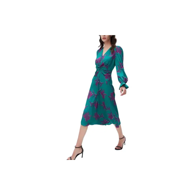 DVF Diane Von Furstenberg Long Sleeved Dress Women's Ink Blue-2