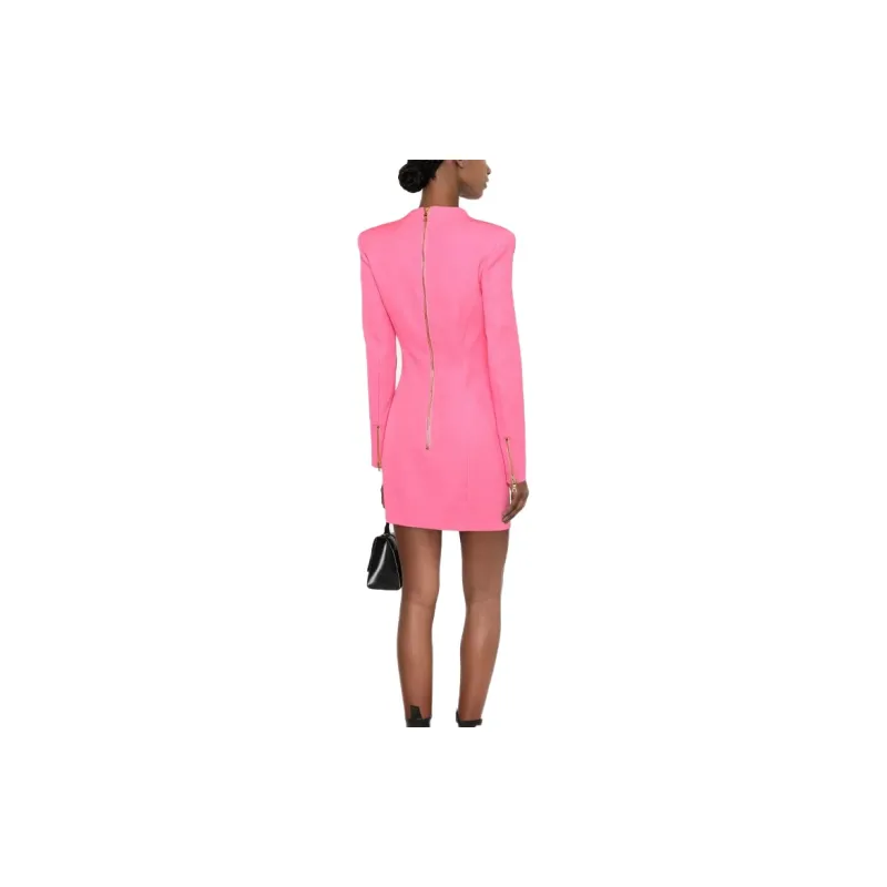 BALMAIN Button Embellished Square Neck Mini Dress-3