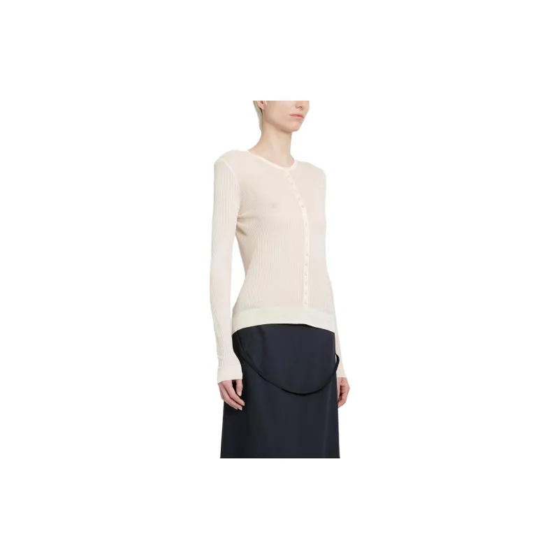 Lemaire Buttons Seamless Rib Top 'Light Powder'-4