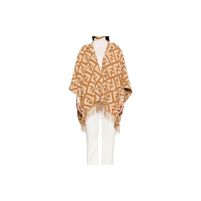 FENDI Jacquard Cashmere Poncho-6