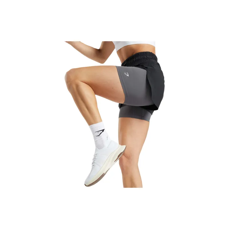 GYMSHARK RUNNING 2 IN 1 SHORTS Casual Shorts Women's Black-3
