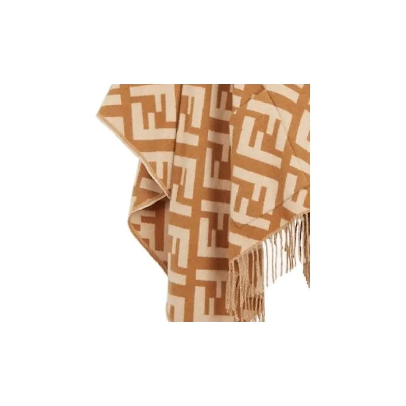 FENDI Jacquard Cashmere Poncho-5