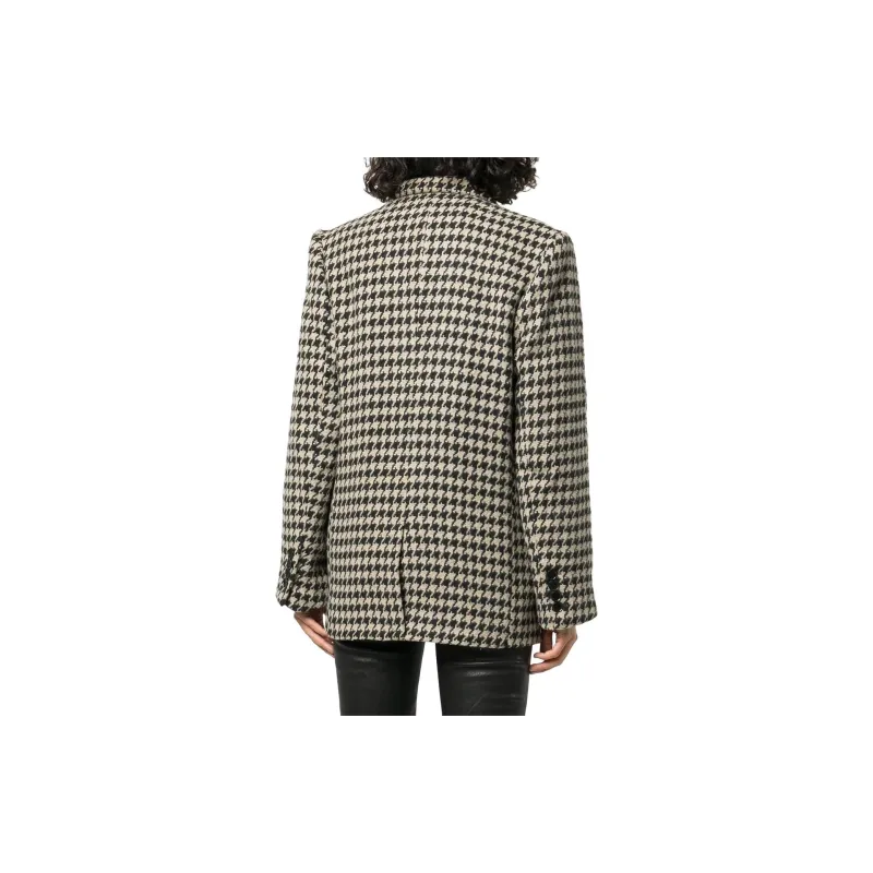 Anine Bing Kaia Houndstooth Double breasted Blazer-3