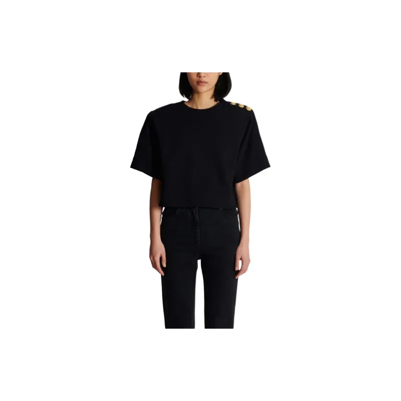 BALMAIN Button detail Cropped Sweatshirt-2