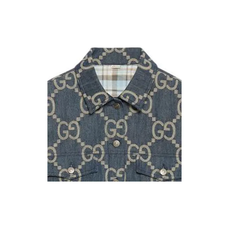 GUCCI Women's Gg Denim Jacket Blue/Ivory-4