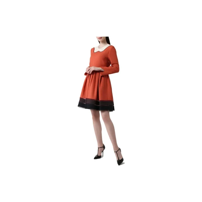 FENDI Long-Sleeved Dresses Women's Orange Red-3