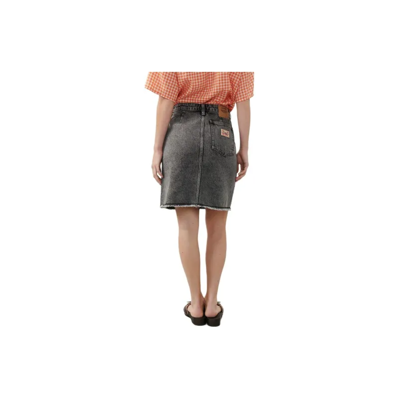AMERICAN VINTAGE A.M FW24 JUPE FEMME YOPDAY Denim Short Skirts Women's Pepper Ash-4