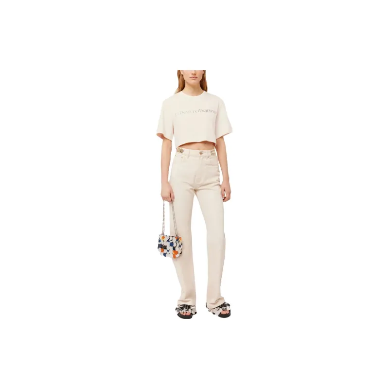 Paco Rabanne Logo Embroidered Cropped T Shirt-6