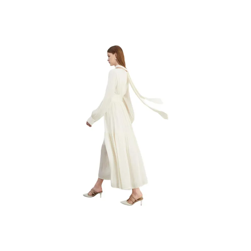 DPLAY Long Sleeved Dress Women's Creamy Apricot-2