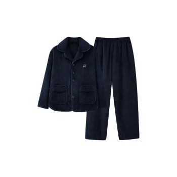 Qiao Ni Tong Pajama Set Men's Navy Blue