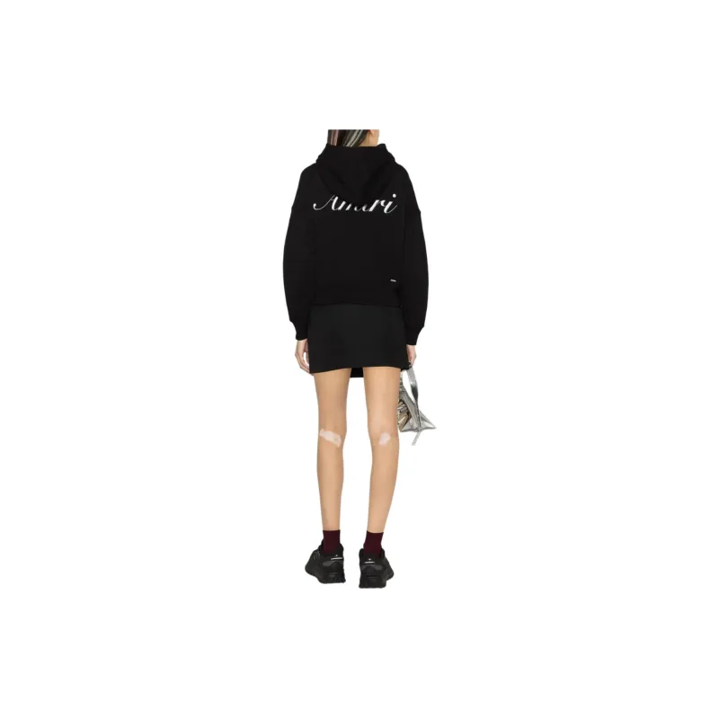AMIRI Embroidered Cotton Hoodie With Logo Sweatshirt Women's Black-2