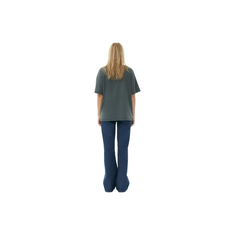 GANNI SS24 Drop Shoulder Sleeve T Shirt Women's Volcano Gray-1