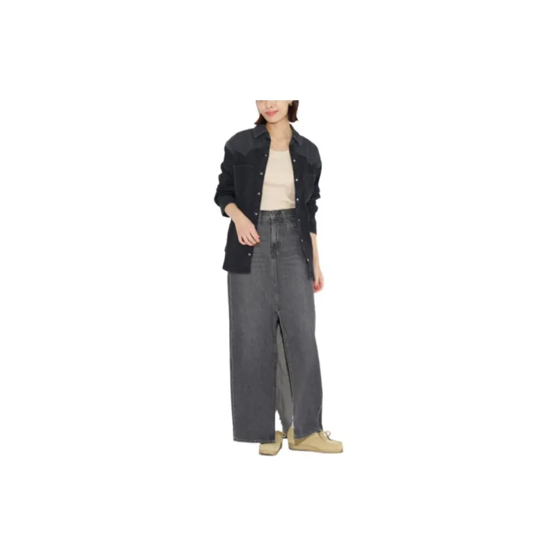 Levi's Denim Long Skirt Women's Black-3