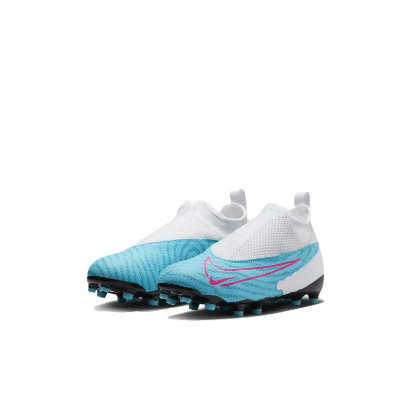 Nike Phantom GX Academy Dynamic Fit MG Slip Resistant Cushioning Mid Top Kids' Soccer Shoes Blue White Kids'-2