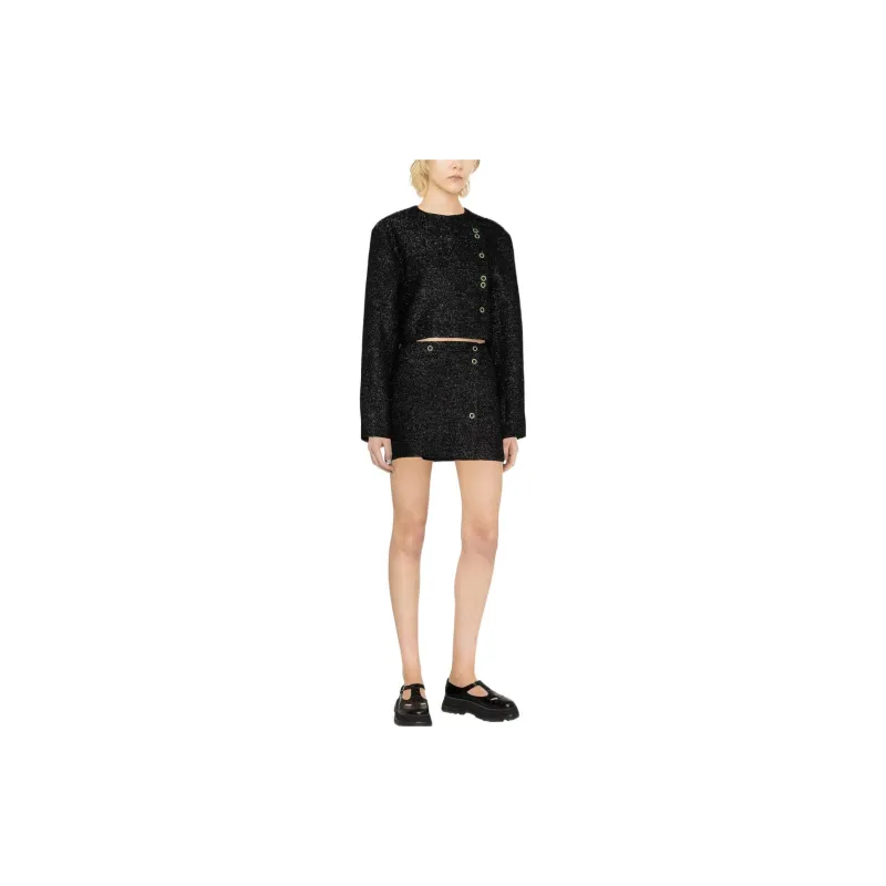 GANNI Cropped Coats Women's Black-2