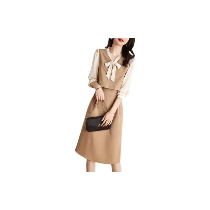 Mo Han Yi Mei Long Sleeved Dress Women's Light Khaki-2