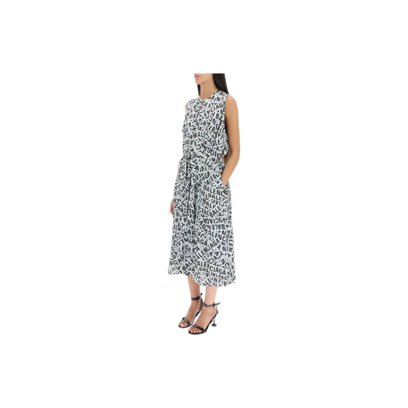 Balenciaga Logo print Midi Dress-3