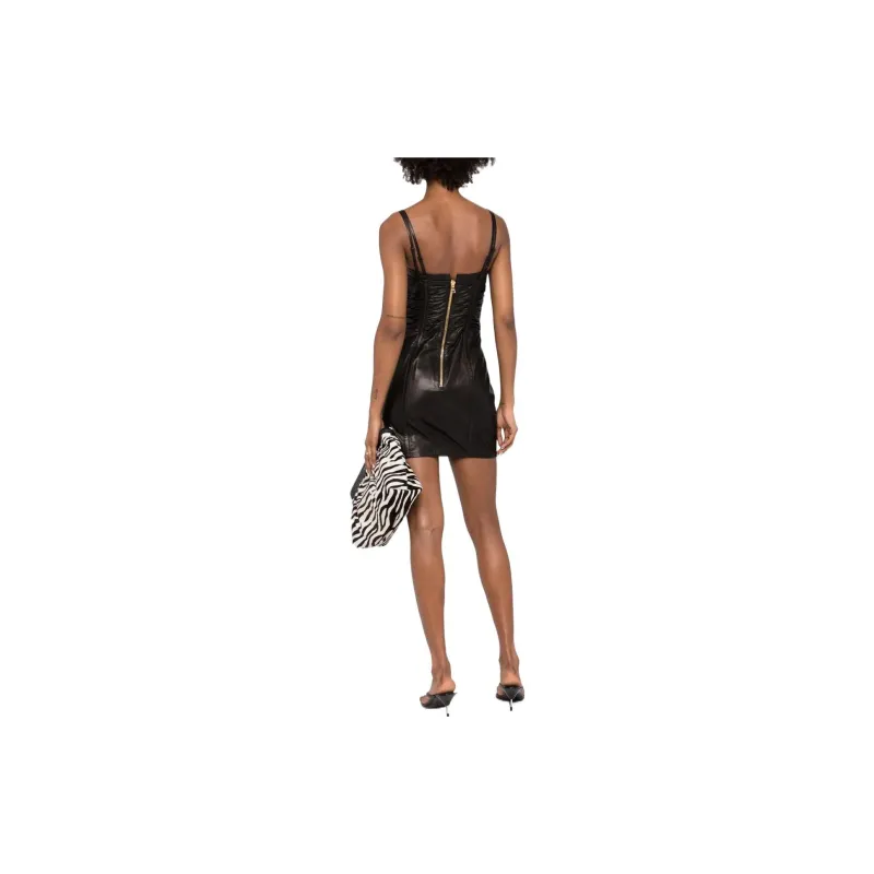 BALMAIN Gathered Leather Mini-dress-2