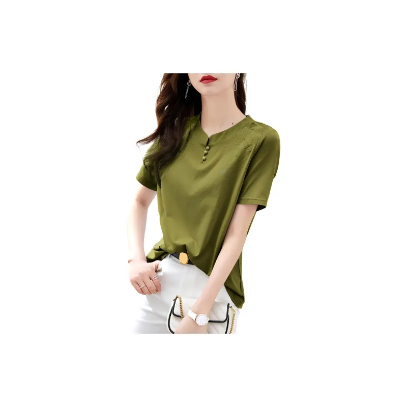 Mo Han Yi Mei Regular T Shirt Women's Green-2