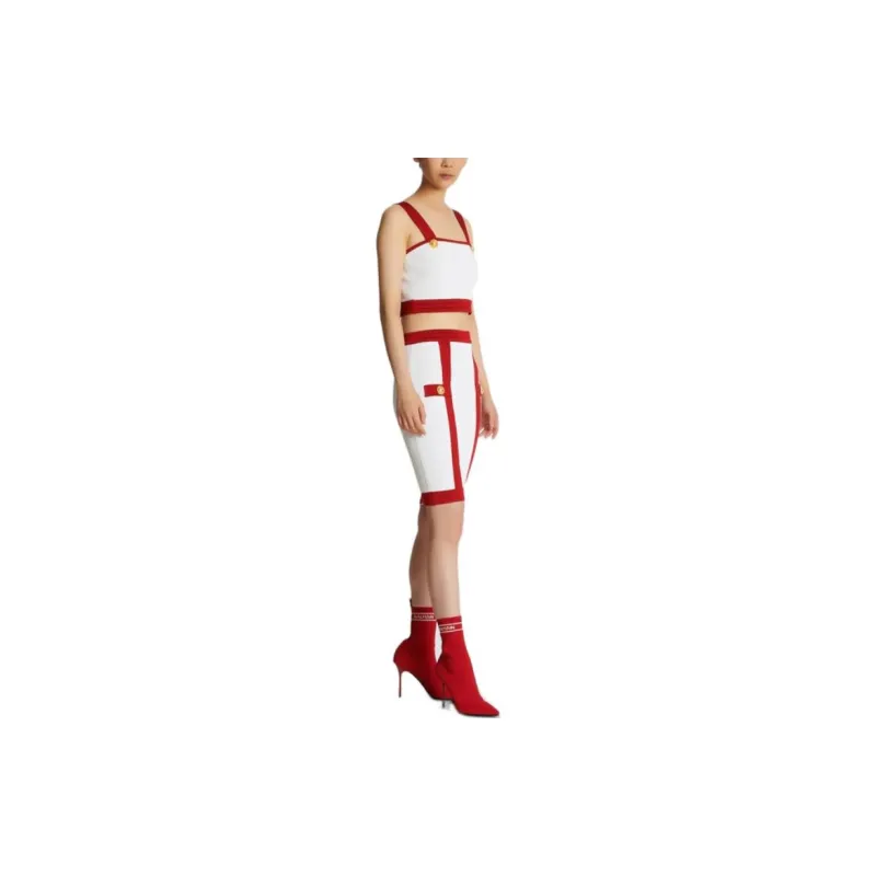 BALMAIN Cropped Contrasting trim Detail Top-1