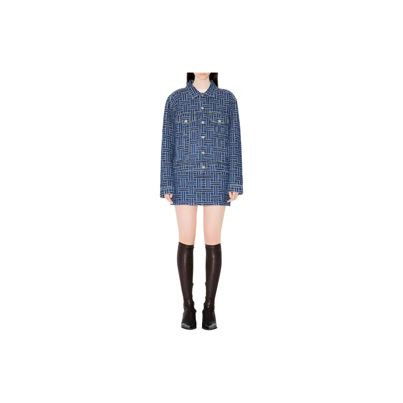 KENZO Weave Straight Hem Denim Skirt-1