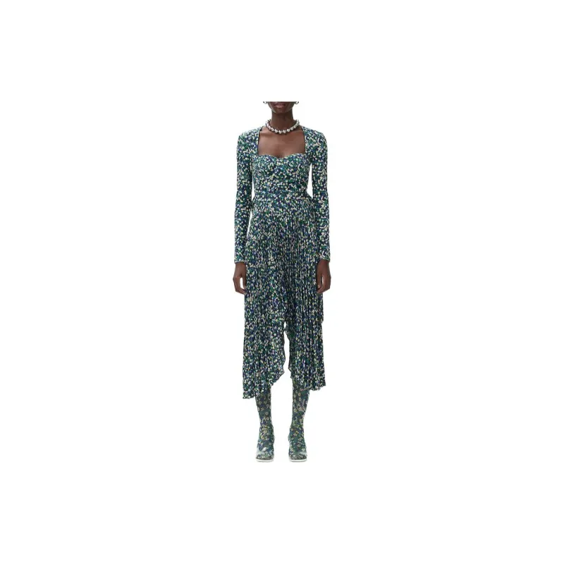 Rokh H&M Corset Style Velour Top Bright Blue/Floral-1