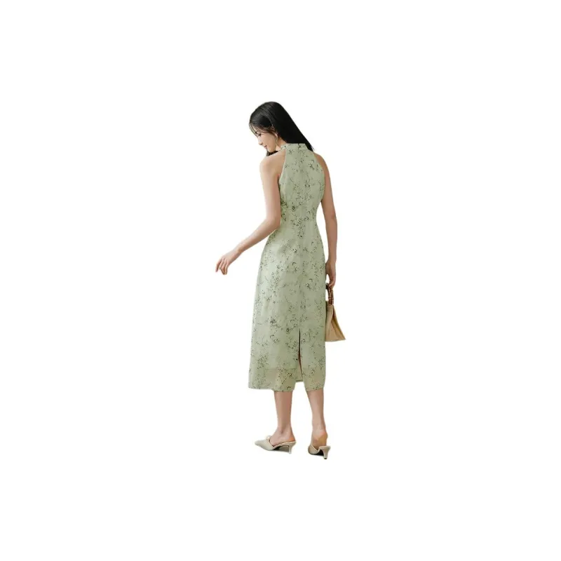 Hopeshow Sleeveless Dress Women's Green Floral-4