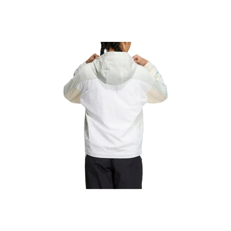 adidas Women'ss Striped Logo Print Zip-Up Hooded Jacket White-4