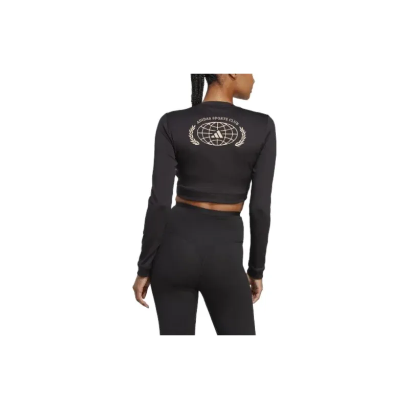 Adidas Free Shipping With AdiClub Sports Club Long Sleeve Crop Tee-4