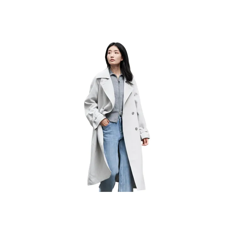 TKY SHOP Trench Coat Women's Gray-7