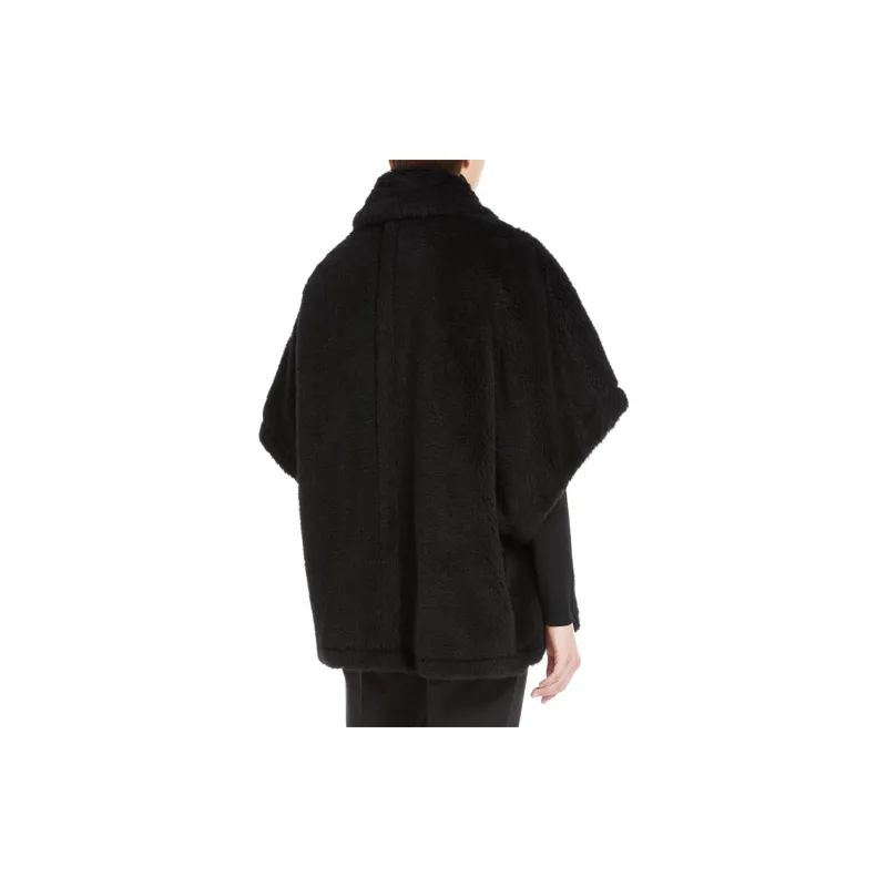 MaxMara Tebe1 Collection Teddy Fabric Short Cloak Cloaks Women's Black-3