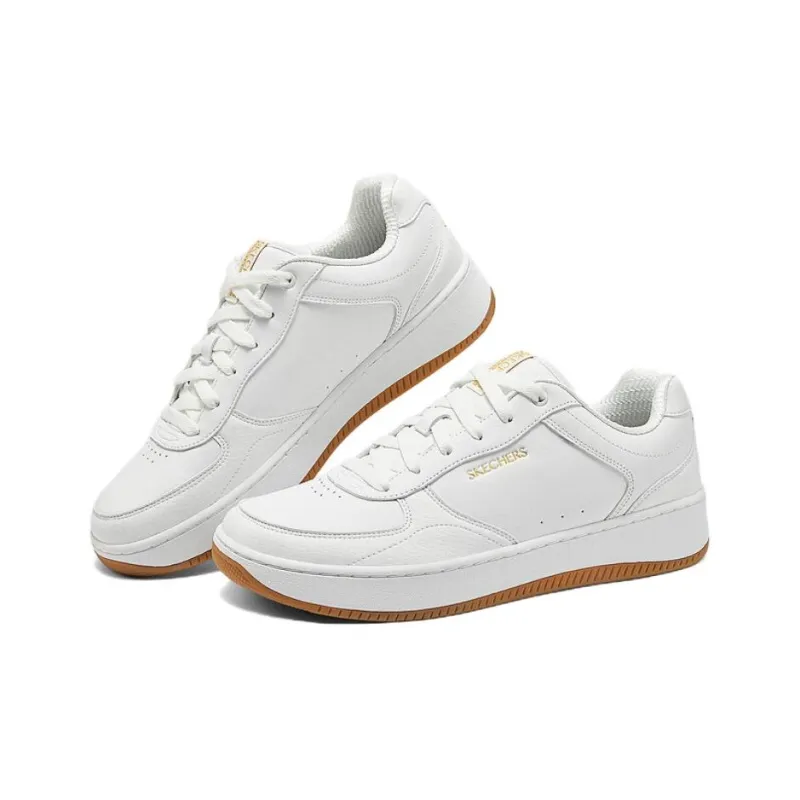 Skechers Court Classics Anti Slip Wear Resistant Breathable Support Low Top Skateboard Shoes Men's White Yellow-2
